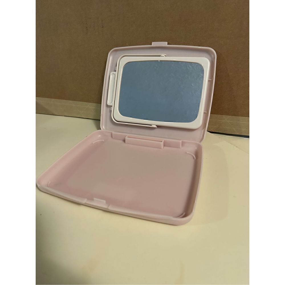 Vintage Mary Kay Travel 2-Sided Mirror Make-up Tray Face Case in Pink 7”x 6”
